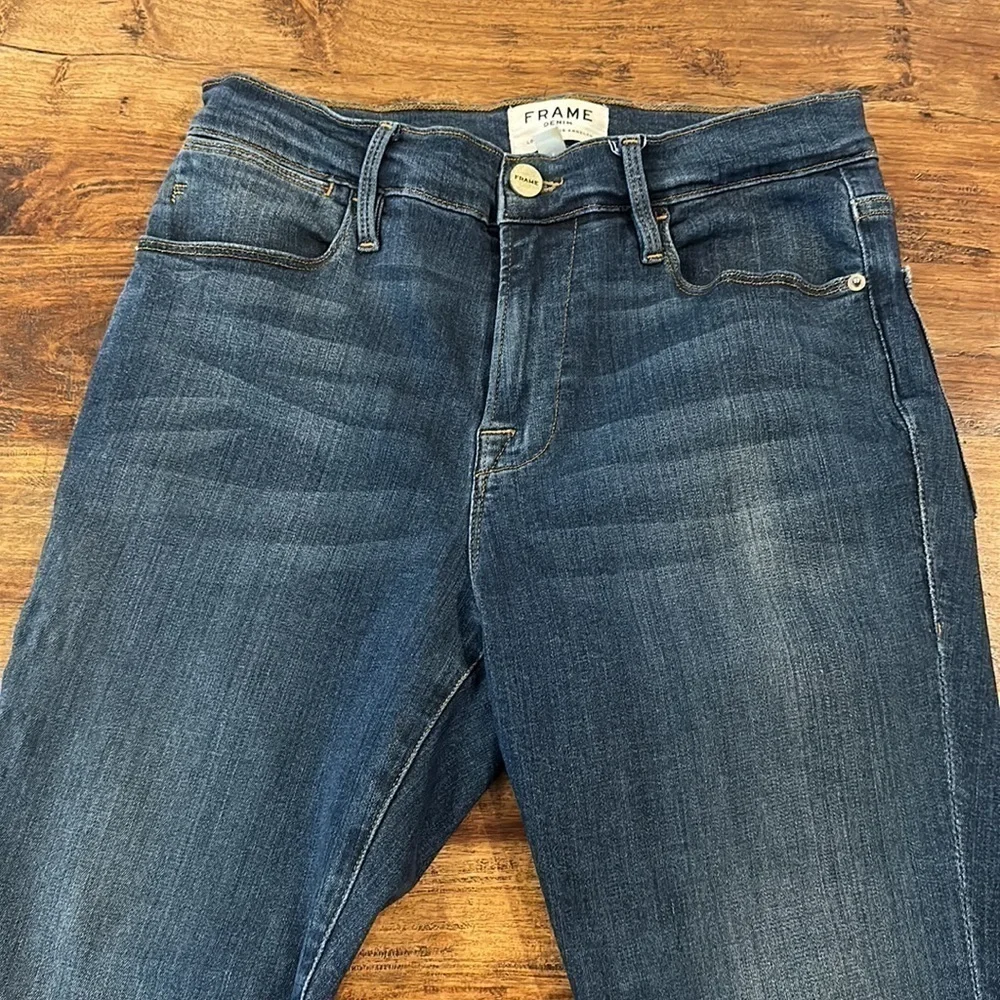 FRAME Le High Waist Triangle Hem Ankle Skinny Jeans in Sulham - Size 26